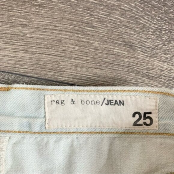 Free People Rag & Bone Denim Jean Mini Skirt Light Wash Distressed High Rise - Picture 5 of 11